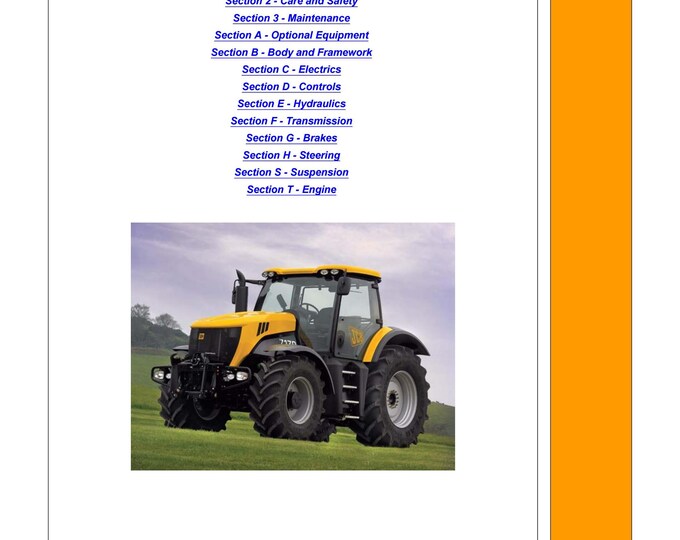 JCB 7000 Series Fastrac - 9803-8060 - Workshop Manual - Service Manual - Parts Manual - Owners Manual (PDF Download)