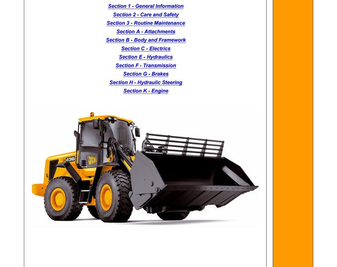 JCB Wheeled Loading Shovel - 426, 435, 436, 446 - 9803-4160 - Workshop Manual - Service Manual - Parts Manual - Owners Manual (PDF Download)