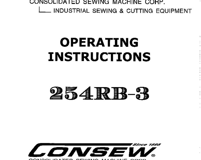 CONSEW 254RB-3 Sewing Machine Instruction Manual - User Manual - Complete User Guide - English