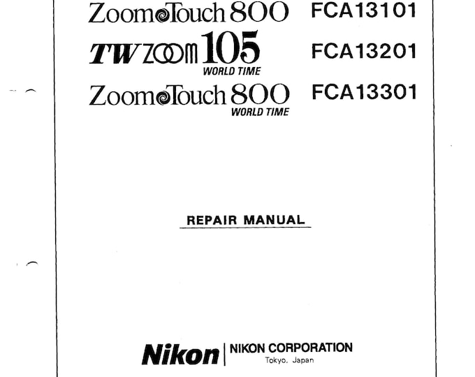 Nikon Zoom Touch 800 - TW Zoom 105 - Service Manual - Workshop Manual -  PDF Download