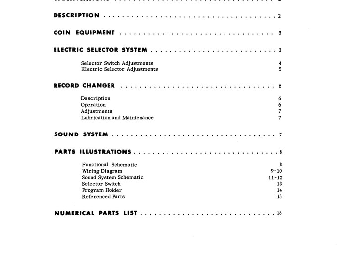 WURLITZER - 2204 - Operating Instructions - Service Manual - User Manual - Schematic - Parts List