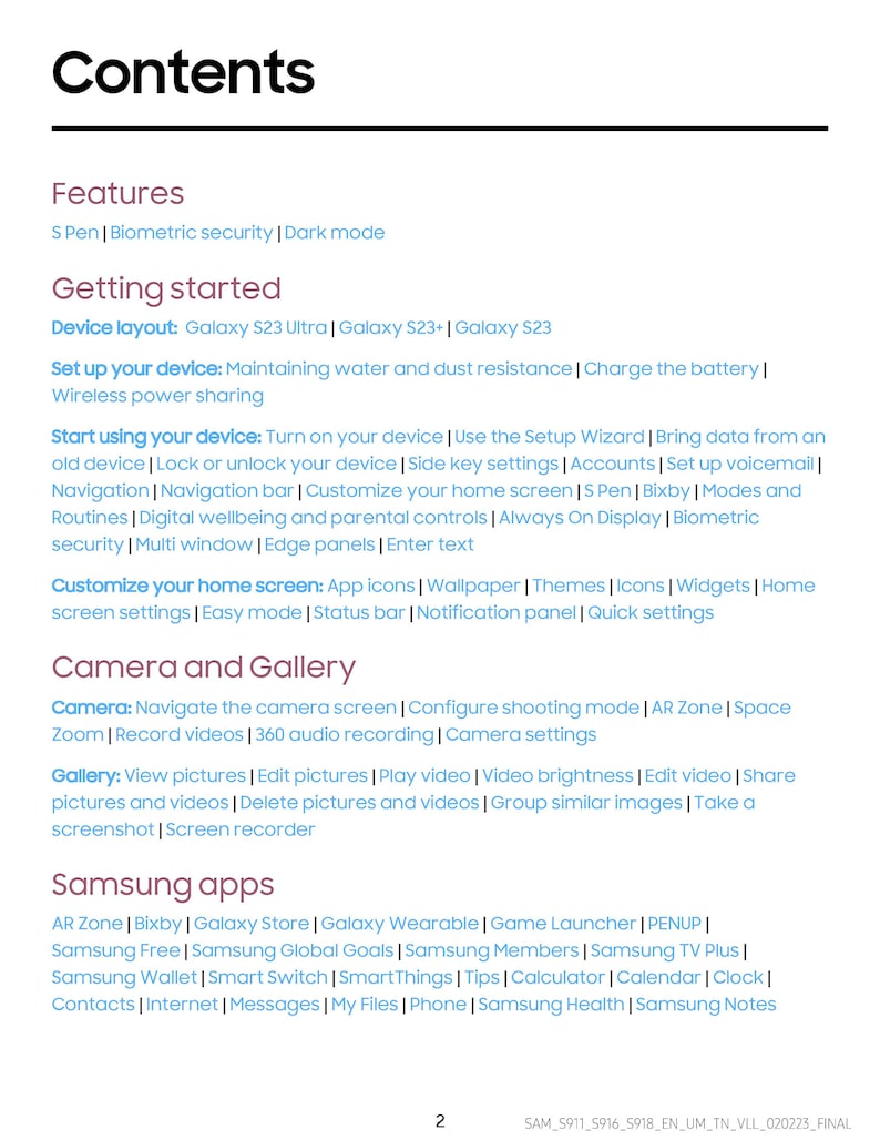 Samsung Galaxy S23 S23 S23 Ultra Owners Manual User Manual Instruction