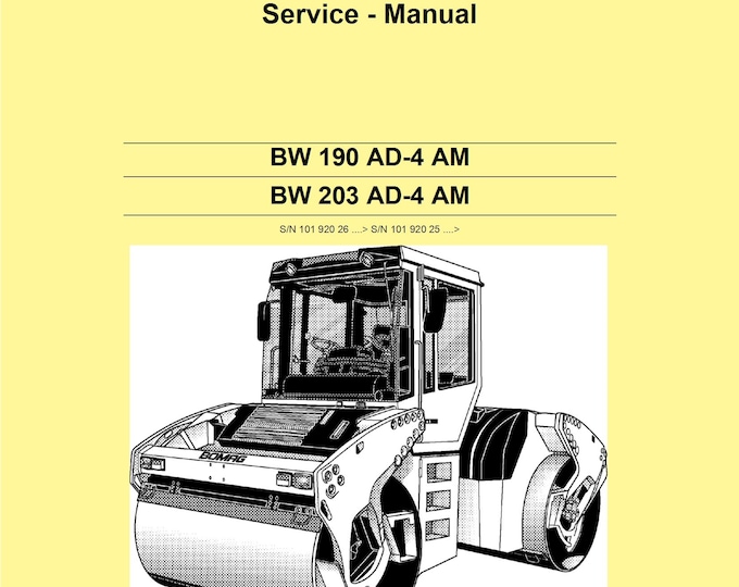 Bomag Tandem Vibratory Roller BW 190 AD-4 AM Bw 203 Ad-4 Am Service Manual 00891127 2008 - English (Pdf Download)