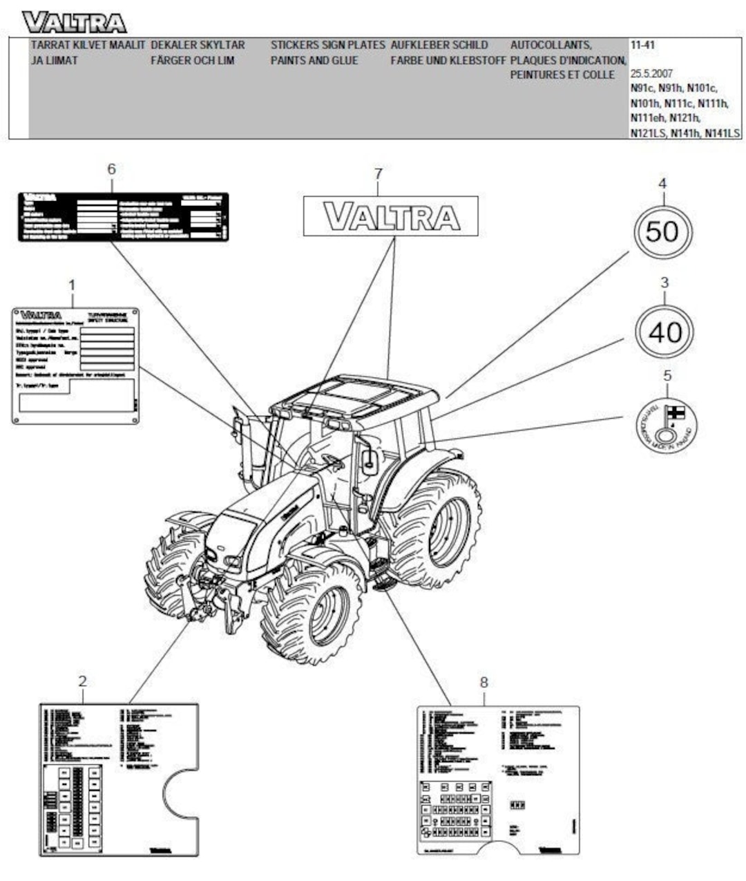 Valtra Nseries Hitech N91 N101 N111 N121 N141 Parts Manual
