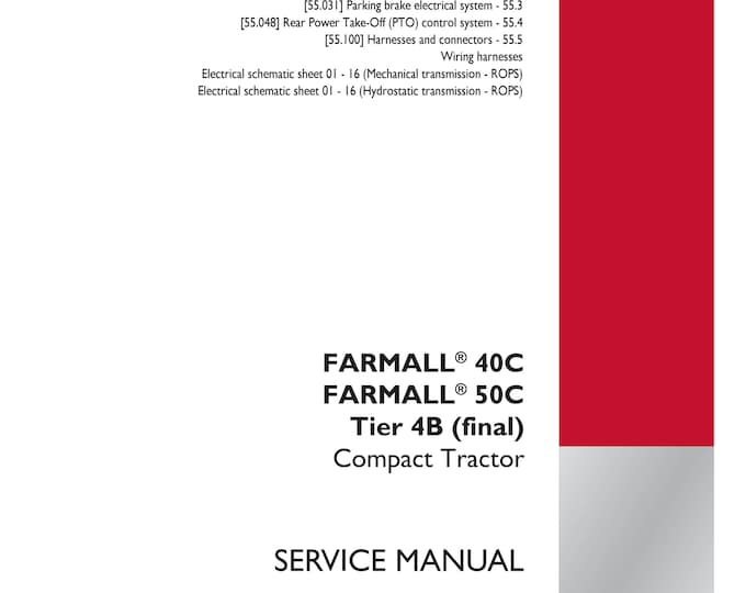 Case FARMALL 40C FARMALL 50C Tier 4B (final)  -  Service Manual (Pdf Download)