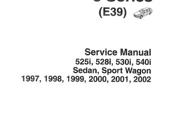 BMW 5 Series E39 525i-530i-540i 1997-2002 Touring - Sedan Service Manual - Workshop Manual - English