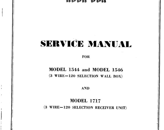Rock-Ola - 1544 - 1546 - Wall Box - 1717 Amp - Service Manual - Instruction Manual -  Wiring Diagram - Schematic - Operation Manual