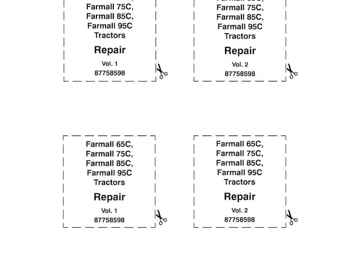 Case FARMALL 65C, FARMALL 75C, FARMALL 85C, Farmall 95C -  Repair manual- Shop Manual (Pdf Download)