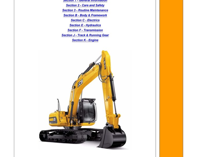 JCB JS160, JS180, JS190 - Tier III Auto - 9803-6570 - Workshop Manual - Service Manual - Parts Manual - Owners Manual (PDF Download)