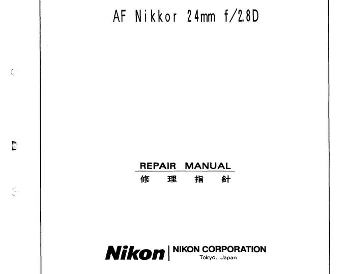 Nikon AF 24mm f2.8D - Service Manual - Repair Manual - Workshop Manual -  PDF Download