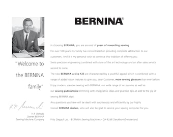 BERNINA activa 125 Sewing Machine Instruction Manual - English