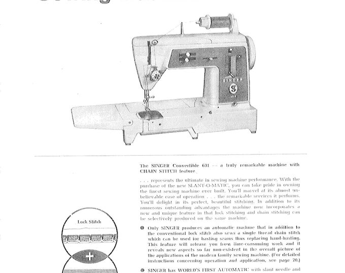 Singer 631 Sewing Machine Instruction Manual - User Manual - Complete User Guide - English
