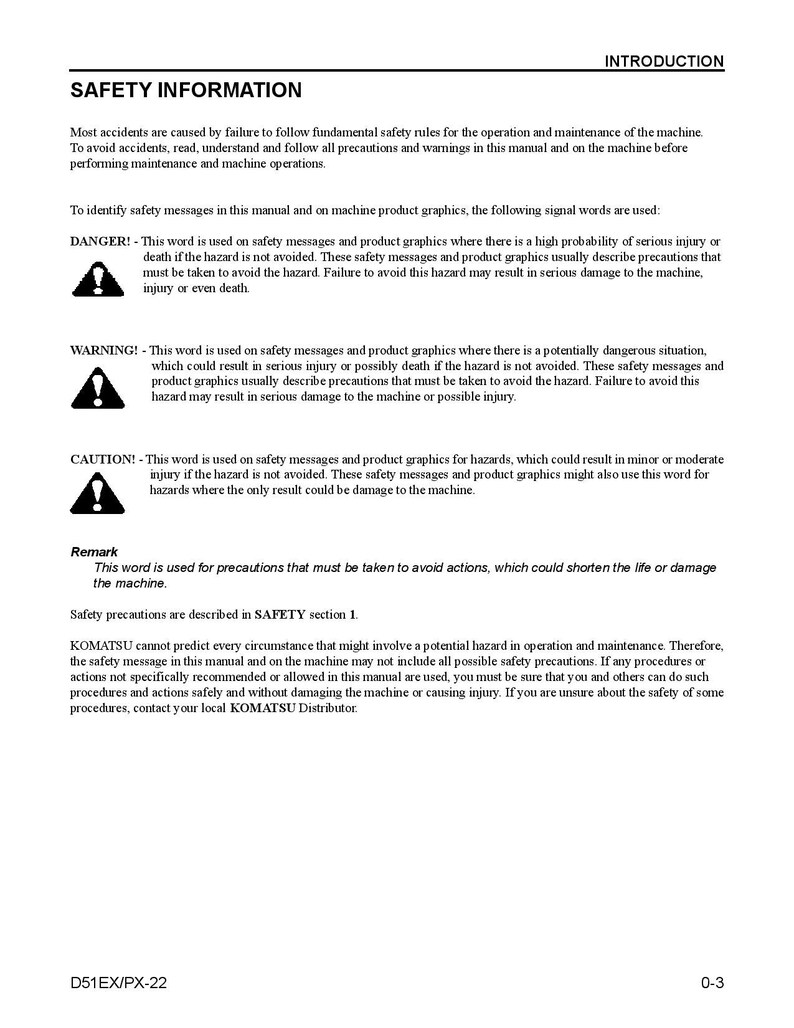 Komatsu D51EX-22 D51PX-22 Bulldozer Operation & Maintenance Manual (PDF ...
