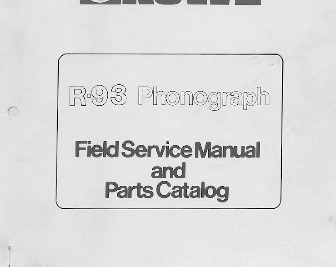 ROWE - R-93 - Schematic - Service Manual - User Manual - Parts List - English