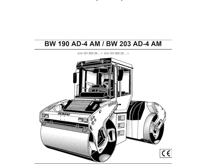 Bomag Roller BW 190AD-4 Maintenance & Operating Instruction RU 00805597 03.2008  (Pdf Download)
