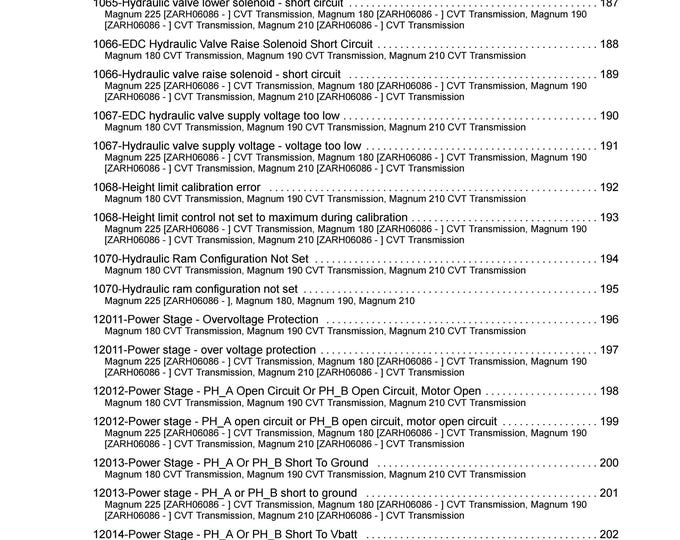 Case Magnum180 Magnum 190 Magnum 210 Magnum 225 -FAULT CODES - Repair Manual- Service Manual(Pdf Download)