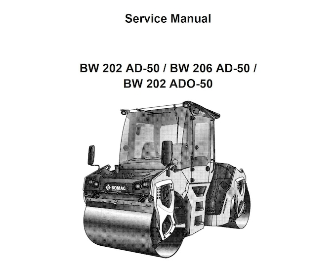 Bomag Tandem Vibratory Roller BW 202 AD-50  BW 206 Ad-50 Bw 202 Ado-50 Service Manual 2018 00892592 -  English (Pdf Download)