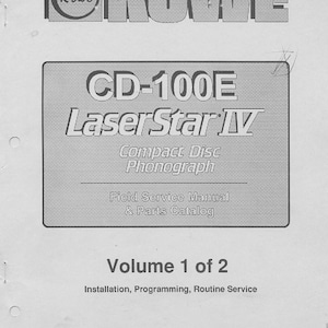 ROWE - CD-100E - Laser star - Volume 1 - Service Manual - User Manual - Parts List - English