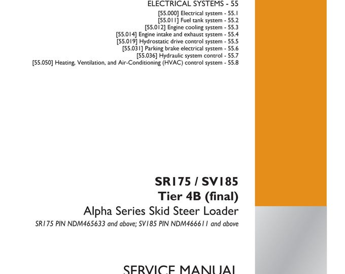 Case SR175 / SV185 Tier 4B (final) Alpha Series Skid Steer Loader -Hydraulic systems - Repair manual - (Pdf Download)