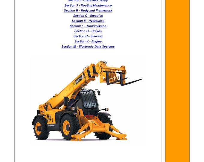 JCB Side Engine Loadalls - Workshop Manual - Service Manual- Owners manual  (pdf Download)