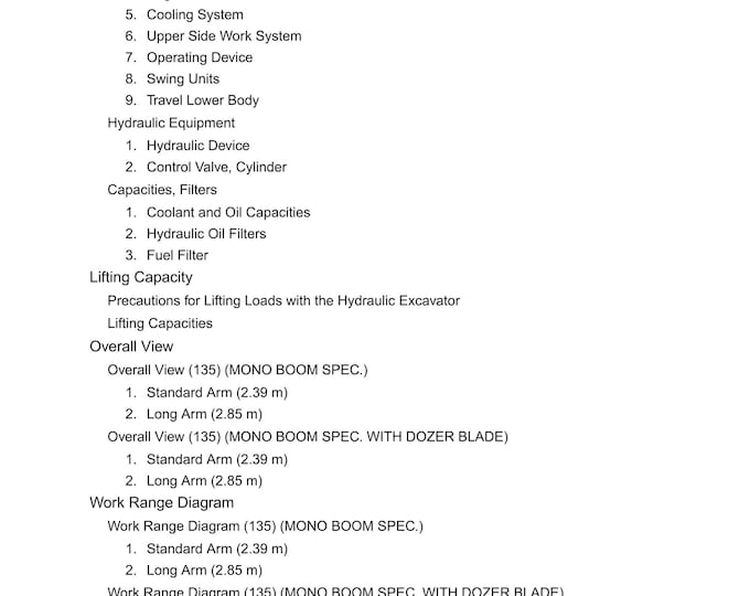 Linkbelt - Excavator 135 SPIN ACE MSR Tier 3 - Shop Manual - Workshop Manual - Service Manual - English