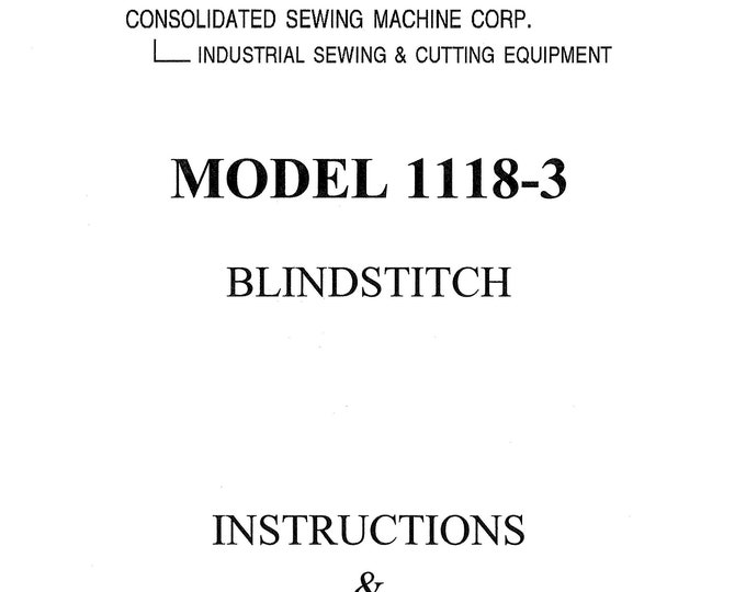 Consew 1118-3 Sewing Machine Instruction Manual - User Manual - Complete User Guide - English