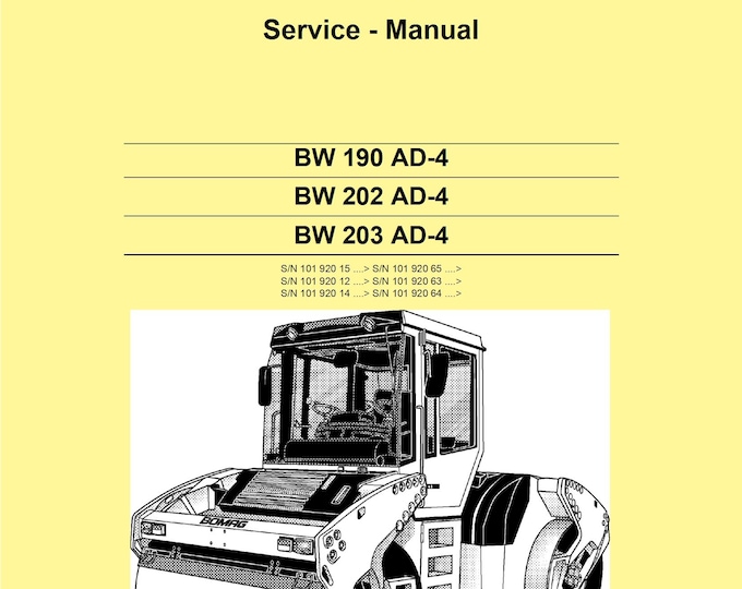 Bomag BW 203 AD-4 Tandem Vibratory Roller Service Manual EN 02.2012 00891468 - Russian (Pdf Download)
