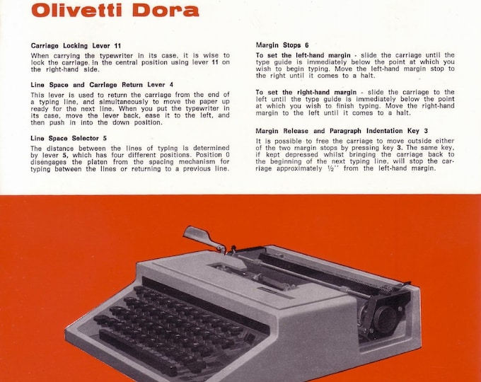 Olivetti DORA  Typewriter Instruction Manual - User Manual - Complete User Guide