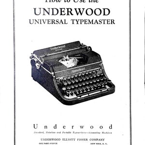 Underwood Universal Typewriter Instruction Manual - User Manual - Complete User Guide
