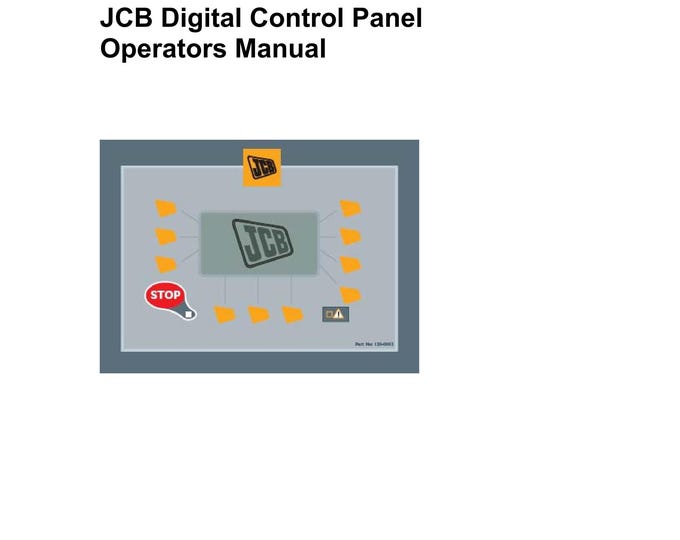 JCB Digital Control Panel - Workshop Manual - Service Manual - Parts Manual - Owners manual