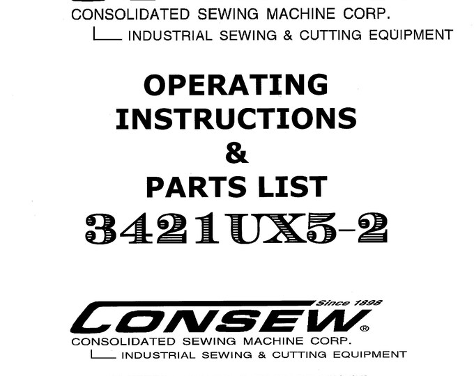 CONSEW 3421UX5-2 Series Sewing Machine Instruction Manual - User Manual - Complete User Guide - English