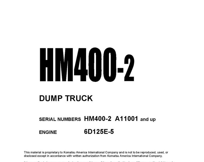 Komatsu HM400-2 Articulated Dump Truck Operation and Maintenance Manual - English