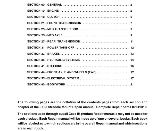 Case JX95 STRADDLE MOUNT - Repair manual- Shop Manual - Workshop Manual (Pdf Download)