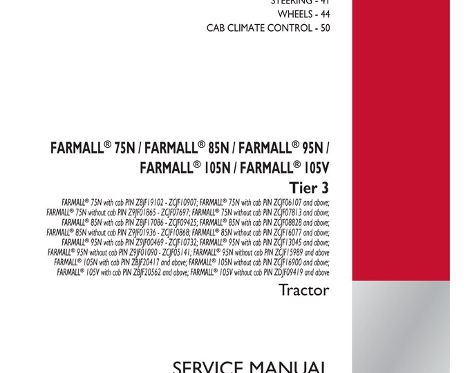 Case Farmall 75N - Farmall 85N - Farmall 95N - Farmall 105N - Farmall 105V Tier 3 - Repair Manual - Service Manual-(Pdf Download)
