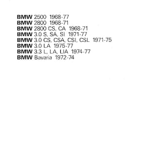 BMW 2500 - 2800 - 3.0 - 3.3 - BAVARIA 1968-1974  Service Manual - Workshop Manual - English