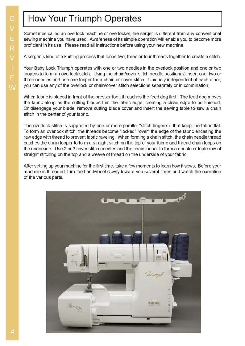 Baby Lock Triumph BLETS8 Sewing Machine Instruction Manual User Manual