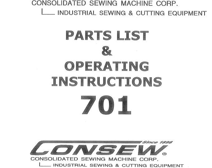 CONSEW 701 Sewing Machine Instruction Manual - User Manual - Complete User Guide - English