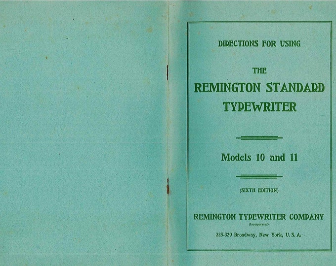 Remington 10-11 Typewriter Instruction Manual - User Manual - Complete User Guide