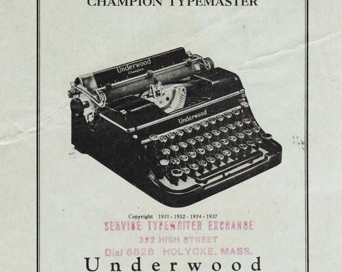 Underwood Champion Typewriter Instruction Manual - User Manual - Complete User Guide