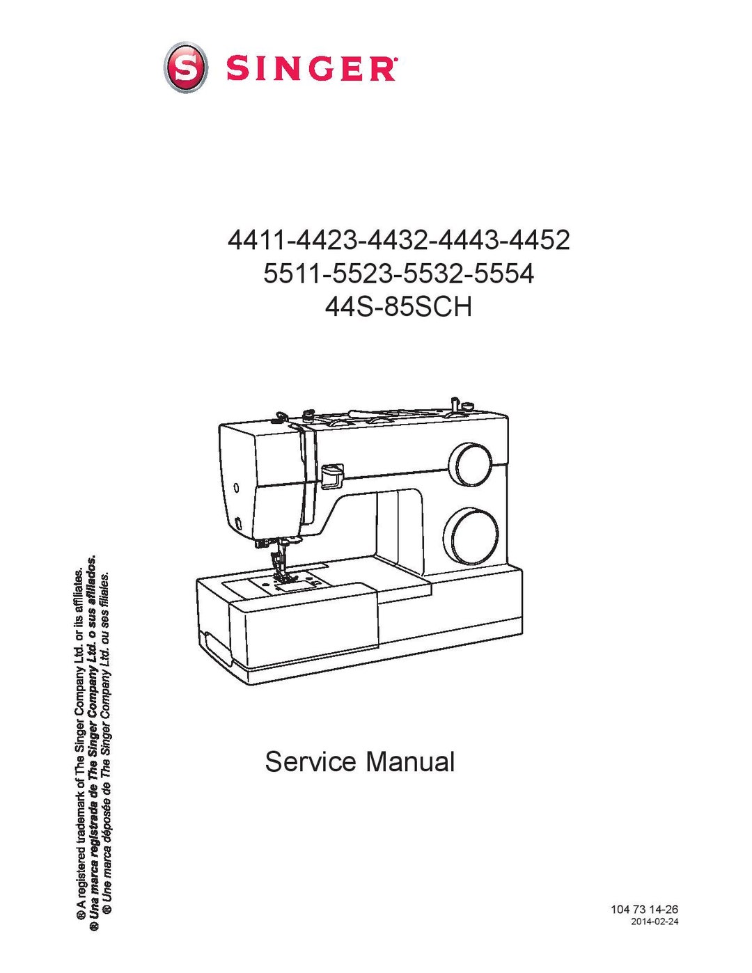 Singer 4411 4423 4443 4432 5511 5523 5532, 44s 5554 4452 85sch Service