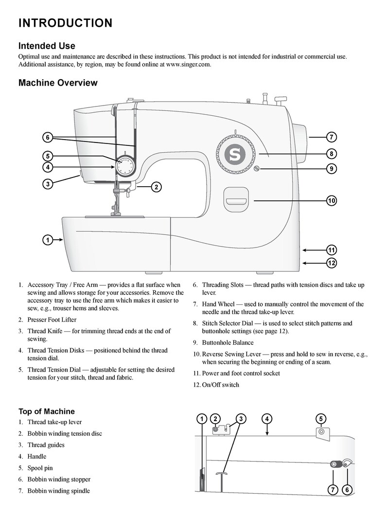 Singer M1150 M1155 Sewing Machine Instruction Manual User Manual