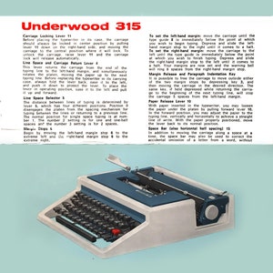 Instructiehandleiding Underwood 315 Typewriter - Gebruikershandleiding - Volledige gebruikershandleiding