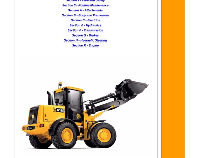 JCB Wheeled Loading Shovel - 411, 416 - 9803-4150 - Workshop Manual - Service Manual - Parts Manual - Owners Manual (PDF Download)