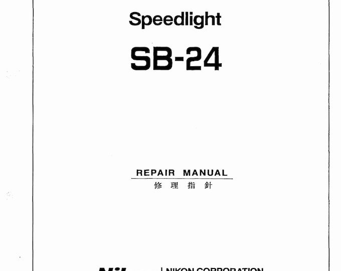 Nikon SB-24 - Service Manual - Workshop Manual -  PDF Download