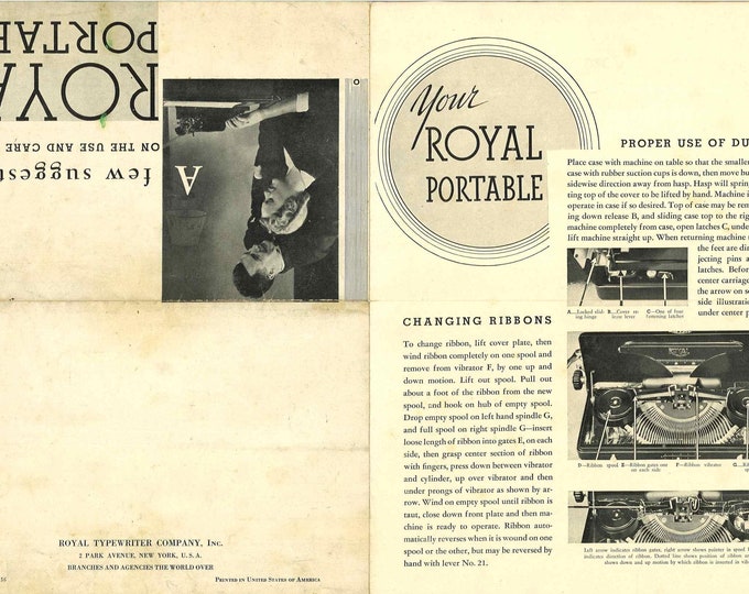 Royal O 1936 Typewriter Instruction Manual - User Manual - Complete User Guide