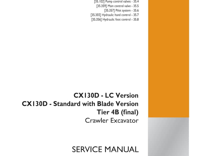 Case CX130D - LC Version-Standard with Blade Version 4B Crawler Dozer- Hydraulic systems- 35 Reservoir, cooler, filters - 300 (Pdf Download)