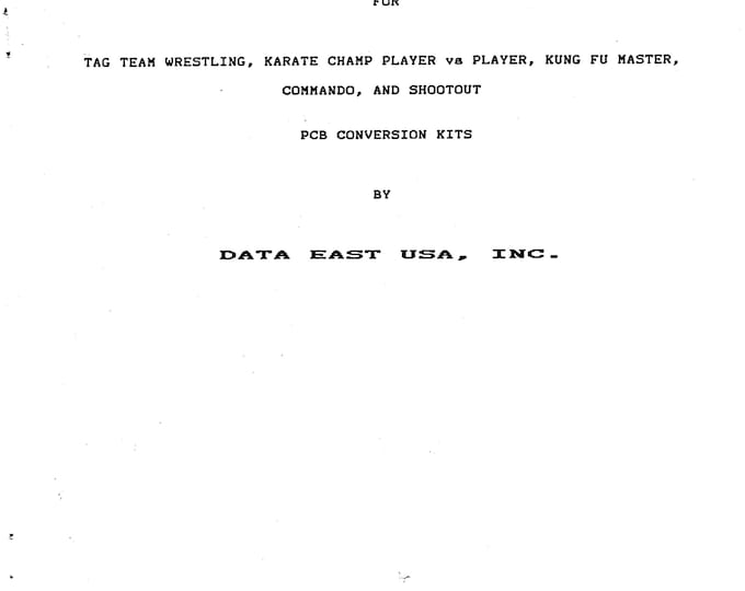 DATA EAST - Conversion Kits- Service Manual - Parts Manual - Owner manual -  Pdf Download