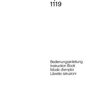 Pfaff tipmatic 1119 Sewing Machine Instruction Manual - User Manual - Complete User Guide - English