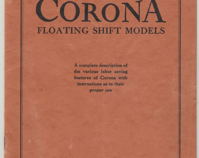 Corona Floating Shift Typewriter Instruction Manual - User Manual - Complete User Guide