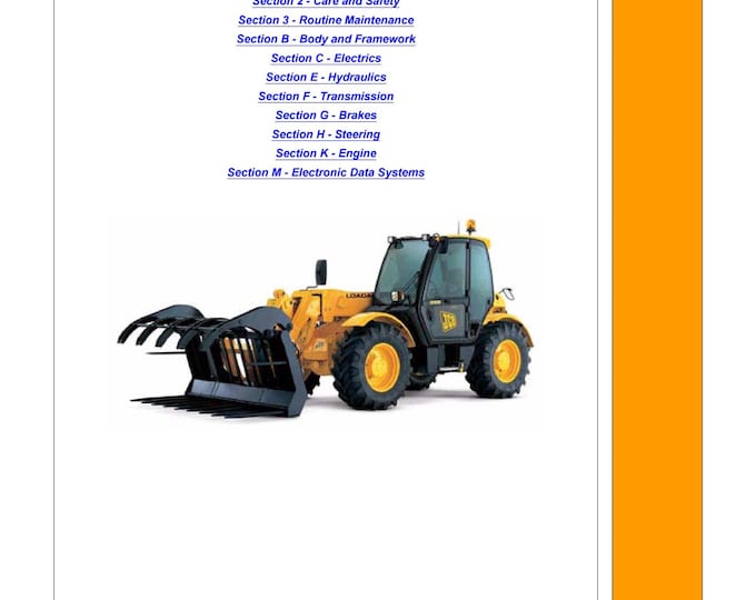 JCB Side Engine Loadalls - Workshop Manual - Service Manual- Owners manual  (pdf Download)
